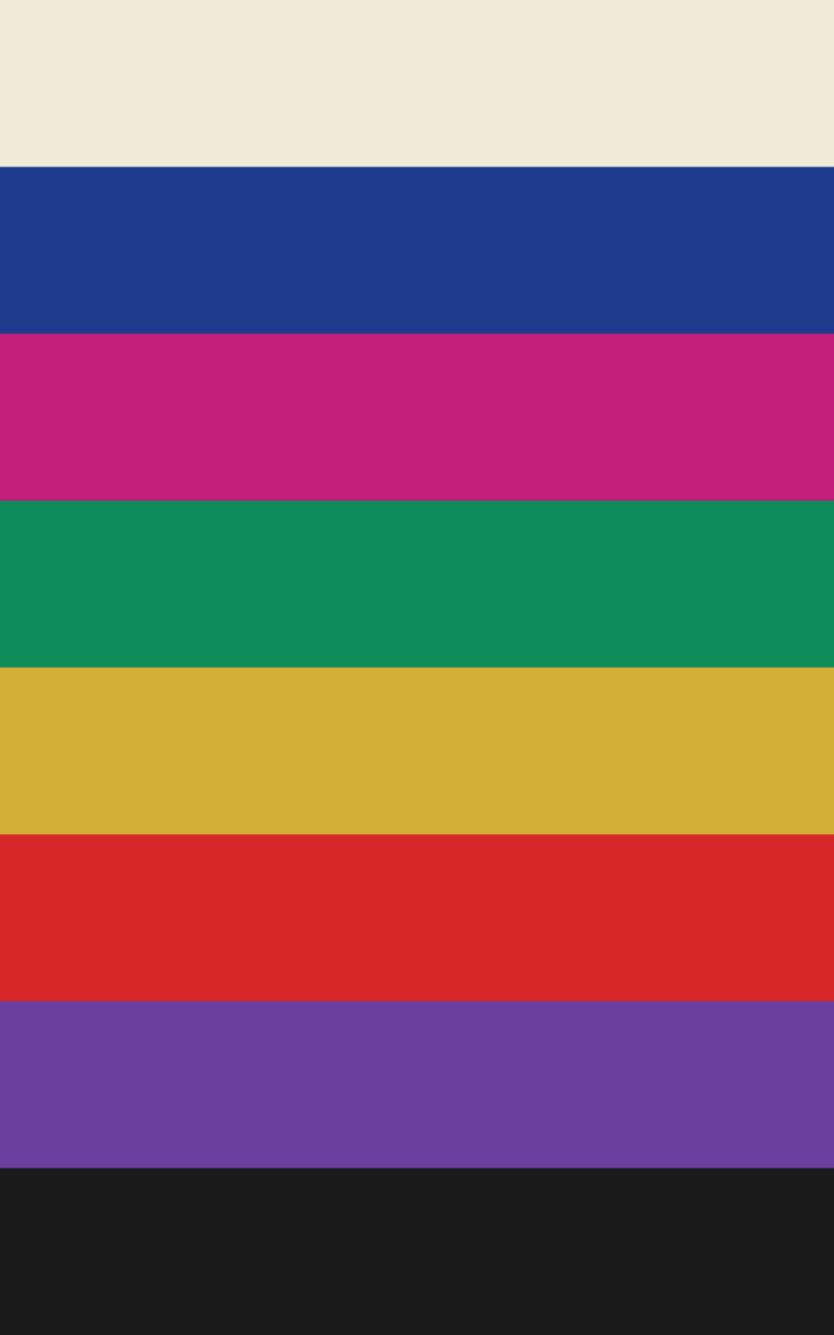 The Varna Code Espresso palette — ivory white, royal blue, fuchsia, emerald, gold, scarlet, violet and deep black — the jewel tones behind 2026 wedding colour trends